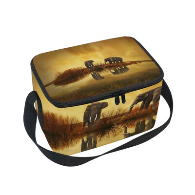 

ALAZA Lunch Box Insulated Animal Elephant Lunch Bag Large Cooler Tote Bagfor Men Women