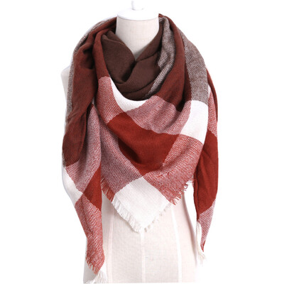 

Women Fashion Triangular Large Winter Soft Scarf Warm Cozy Blanket Stylish Oversized Plaid Shawl Cape