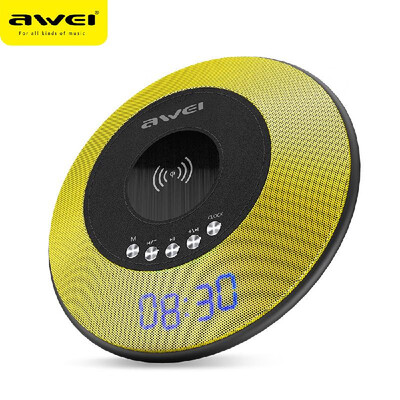 

AWEI Y290 BT Speaker with Fast Wireless Charger Portable Speakers Sound Box for Mobile Phone FM Radio with Alarm Clock Display Pow