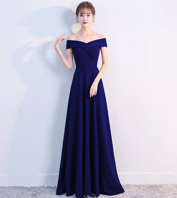 

Elegant Boat Neck Evening Dress Long Slim Party A-line Women Evening Dresses
