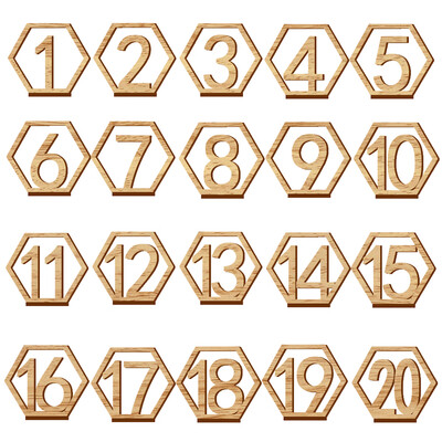 

20pcs 1-20 Wooden Wedding Table Number Holders with Base for Reception&Tables Decorations Style 3