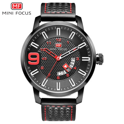 

MINI FOCUS MF0154G Men Watch Leather Strap Quartz Movement Simple Wristwatch Time Display Casual Waterproof Clock for Male