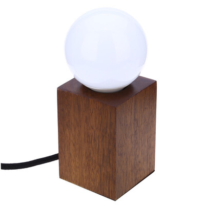 

E27 Modern Minimalist Solid Oak Lamp Square Wood Table Lamp with LED Bulb