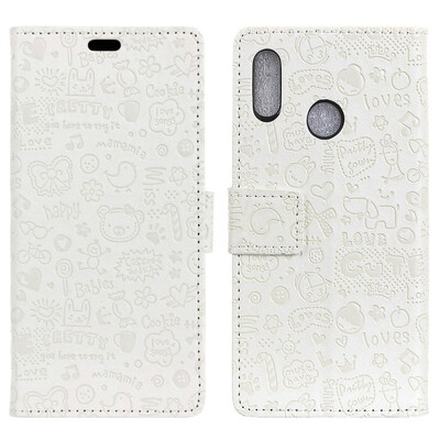 MOONCASE BQ Aquaris C Little Witch Leather Case - White