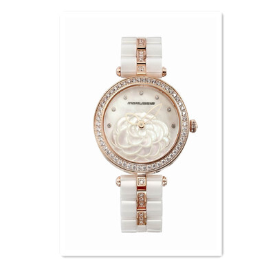 

Platinum Diamond Ceramic Camellia Series Quartz Womens Watch WFOJIO5B