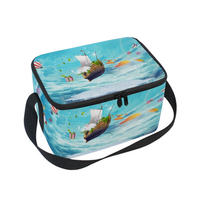 

ALAZA Lunch Box Insulated Boat And Animals Lunch Bag Large Cooler Tote Bagfor Men Women