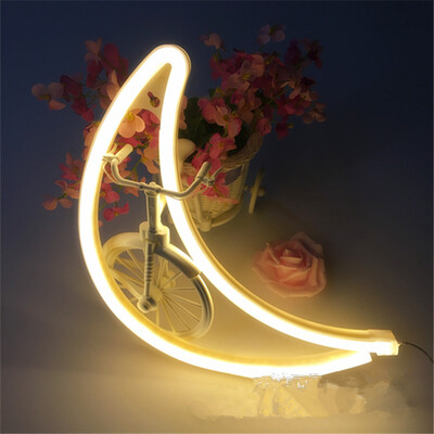 

Creative LED Moon Shape Neon Night Light Wall Lamp Holiday Decorations
