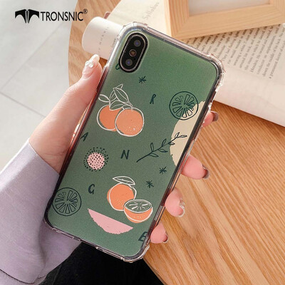 

TRONSNIC Orange Ins Phone Case for iPhone X XS Fruit Shockproof Soft TPU Cases Green Pink Covers