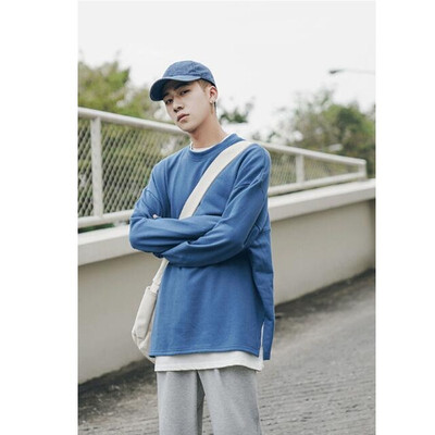 

Autumn fake two-piece sweater mens round neck loose Korean version of the trend of youth BF wind students