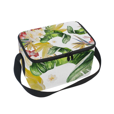 

ALAZA Lunch Box Insulated Lunch Bag Large Cooler Tote Bag Palmately Leaves And Flowers for Men Women Girls Boys