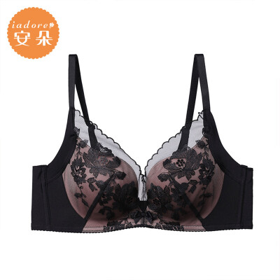 

Embrys Anduo rimless underwear embroidered bra gathered to receive the pair of breast bra bra HB0166U black BLK 75B