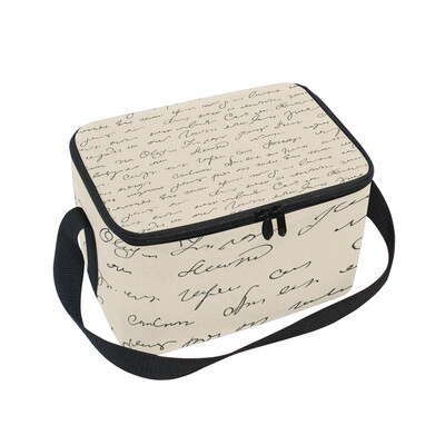 

Lunch Box Insulated Lunch Bag Large Cooler English Script Pattern Tote Bagfor Kids Men Women