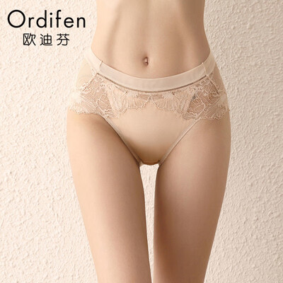 

Ou Difen womens underwear 2019 new underwear womens bud silk screen yarn breathable waist cotton comfortable triangle womens underwear XP9201purple