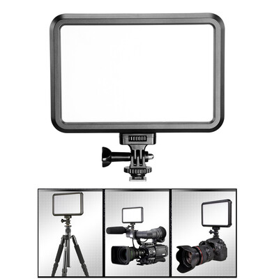 

PT-12B LED Photography Video Camcorder Fill-in Light Panel 3200-5600K Adjustable Color Temperature Brightness with Hot Shoe Adapte
