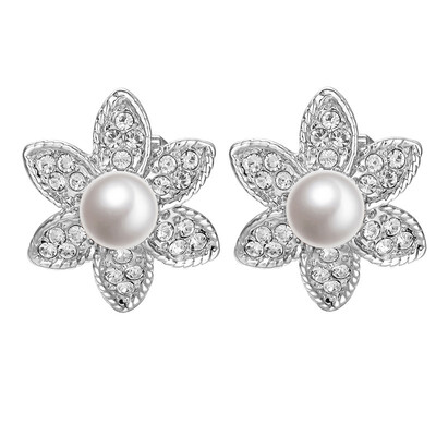 

Yoursfs Clip on Pearl Earrings for Women Simple Roundflower Faux Freshwater Pearl Earrinsg