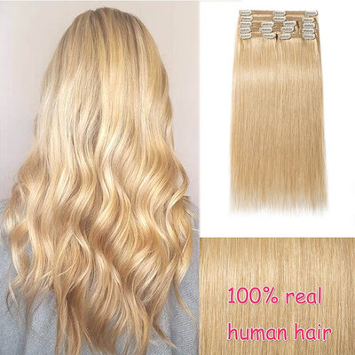 

100 Remy Human Hair Real Thick Clip In Human Hair Extension 8 pcs