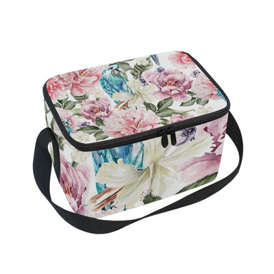 

ALAZA Lunch Box Insulated Flowers Peony Lunch Bag Large Cooler Tote Bag for Men Women