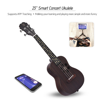 

Populele S1 23" Smart Concert Ukulele Ukelele Uke Rosewood Supports APP Teaching Bluetooth Connection ABS Fretboard with LED light