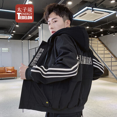 

Prince Edward TEDELON jacket mens 2019 spring new slim hooded jacket mens color matching simple fashion trend clothes 9058 black