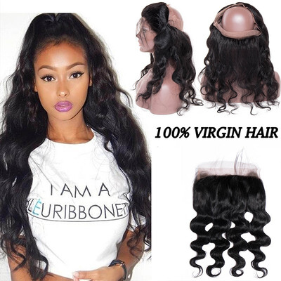 

Hair Brazilian Virgin Hair Body Wave Straight Bundles with 360 Lace Frontal Pre Plucked Closure Full Frontal Lace Natural Color