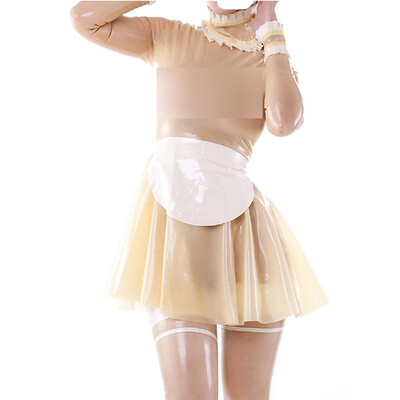 

Fashion Latex Maid Dress 100 Rubber Sexy Transparent Ruffle Skirts -XXL XXL