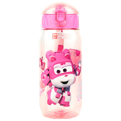 

Super Pan Xi plastic cup children straw water cup student baby portable rope kettle 450ML pink 12001