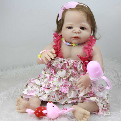 

23 Inch Realistic Reborn Baby Girl Full Silicone Body 57 cm New born Doll Real Looking Rebirth Doll Toy For Kid Birthday Present