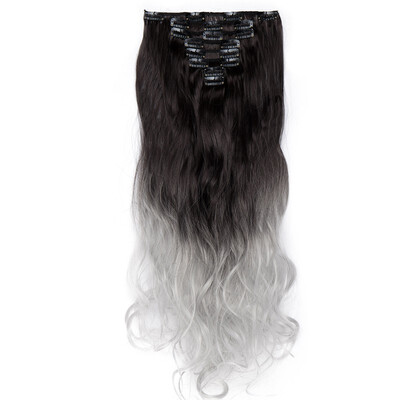 

24 Inches Curly 8 Pcs Full Head Clip in Hair Extensions Synthetic 8 Piece 18 Clips Hairpiece Long Wave Trendy Design for Women