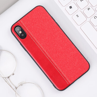 

Phone Case for Apple iPhone X Denim Cloth PU Leather Slicing Design Phone Case Back Cover Phone Shell