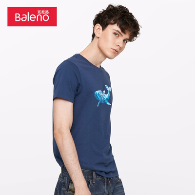 

Baleno T-shirt male 2019 summer cotton printed short-sleeved shirt loose bottoming shirt male 88902286 02B