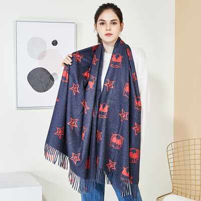 

Lan Shi Yu W0382 scarf female winter Korean tassel wild girl cartoon warm bib dual-use shawl orange gray