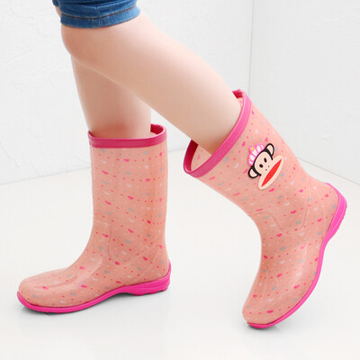 

PaulFrank big mouth monkey in the tube fashion color waterproof rubber rain boots PF1013 pink love 39