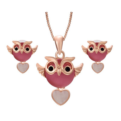 

Yoursfs Trendy Gold Color Lovely Owl Jewelry Sets Fashion Rhinestone Crystal Jewelry Statement For Women Girl Necklace And Earring