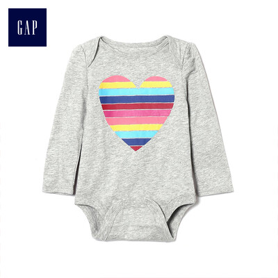 

GAP flagship store childrens clothing baby cotton jumpsuit hazer 400146 newborn childrens clothing female baby pullover print romper shallow gray 80cm 12-18 months