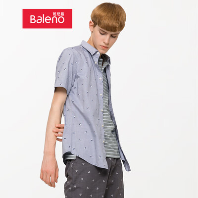 

Baleno shirt male 2019 spring&summer trend casual fashion oxford printing short-sleeved shirt male 88804001 01Z XL