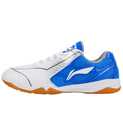 

Li Ning LI-NING badminton shoes mens ping-pong sneakers national team Aurora professional breathable non-slip training shoes APTM001-1 white blue silver 40 75