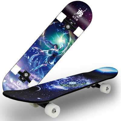 

COOL BOARD Skateboard Beginner Teen Adult Brush Street Travel Double Rocker Men&Women Four Wheels Flash Scooter Constellation Virgo - Flash Wheel