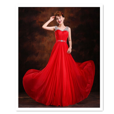 

2018 diamond long model catwalk dress bridesmaid dinner dress costume dance