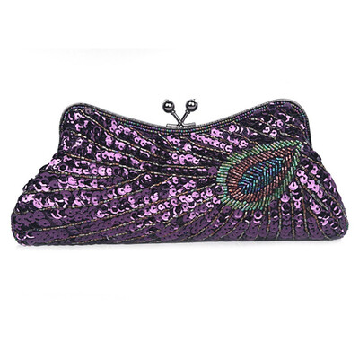 

Elegant Ladies Handbags for wedding Women Purse Clutch Bag Women Beaded Sequin Peacock Evening Bag for Party