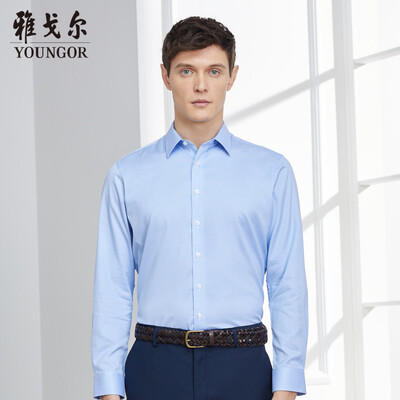 

Youngor shirt mens 2019 spring youth mens casual dress shirt YLDP12147HJY blue 39
