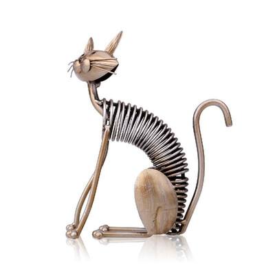 

TOOARTS Metal Sculpture Iron Art Cat Spring made cat Handicraft Crafting Decoration Home Furnishing Ornaments