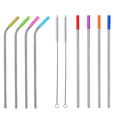 

Reusable Stainless Steel Drinking Straw with Silicone Tip Cleaning Brush 8PCS