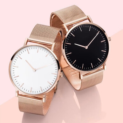 

Casual Women Men Luxury Brand Simple Quartz Analog Watch Stainless Steel Band Wrist Watches