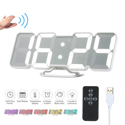 

3D Wireless Remote Digital RGB LED Alarm Clock USB Powered TimeTemperatureDate Display 115-Color Changing 3-Level Brightness Sou