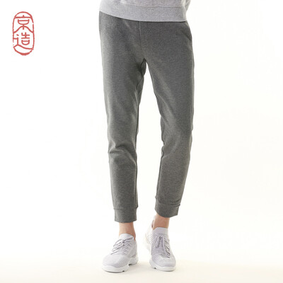 

Beijing made mens knit beam foot casual pants four sides draw drawstring solid color 2018 autumn&winter new product gray 32 17580A