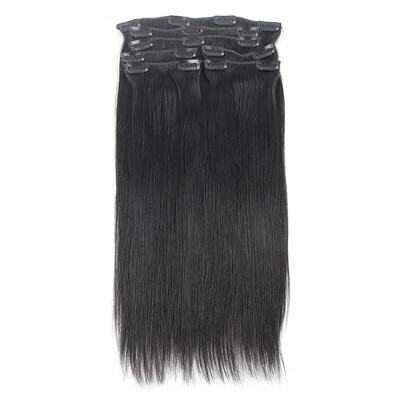 

YVONNE Brazilian Straight Virgin Hair Clip In Human Hair Extensions 7 PiecesSet Natural Color 120gset
