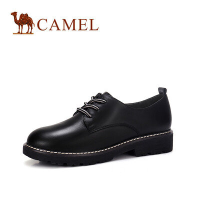 

Camel CAMEL Womens Vintage Elegant Leather Car Sewing Strap Single Shoes A91054669 Black 35