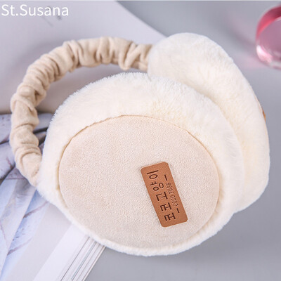 

St Susanna earmuffs female students cute winter thickening fluff earmuffs adjustable warm earmuffs ear warm ear tweezers collapsible S18M6782 beige