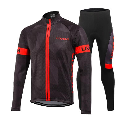 

Lixada Mens Winter Thermal Fleece Cycling Clothing Set Long Sleeve Windproof Cycling Jersey Coat Jacket with 3D Padded Pants Trou