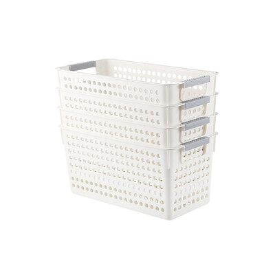 

And crafts Worldlife hollow storage basket plastic finishing storage basket small  number 4 Pack toy storage basket office rack basket Japanese style Bai Na basket white WJ0-18166